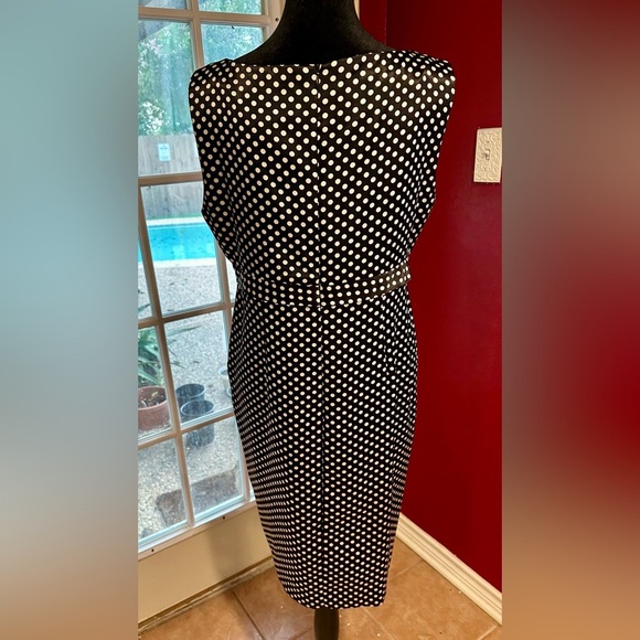 Jessica Howard Petite Black & White Polka Dot Sheath Dress - Size 10P - Picture 5 of 8